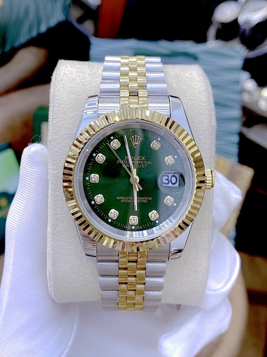 ng h Nam Rolex DateJust M t S Xanh Tr ng